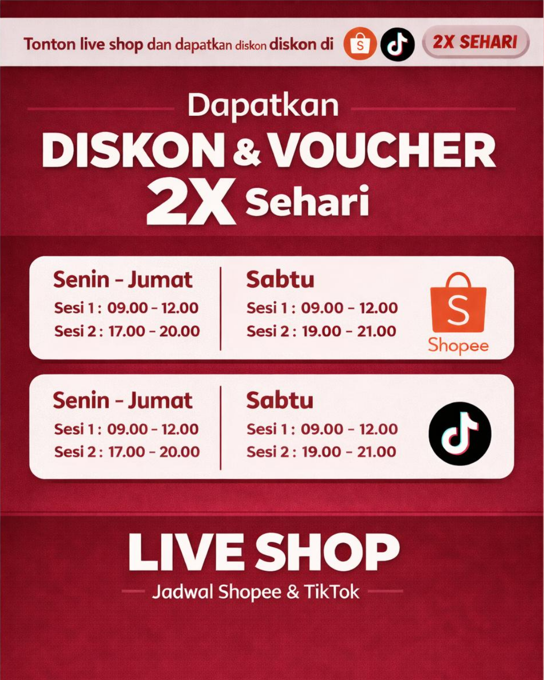 Dapatkan Diskon & Voucher 2x Sehari â€” Live Shop Yumeida